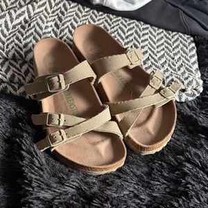 Birkenstock women’s Sandals 36 army green/tan color NEW!